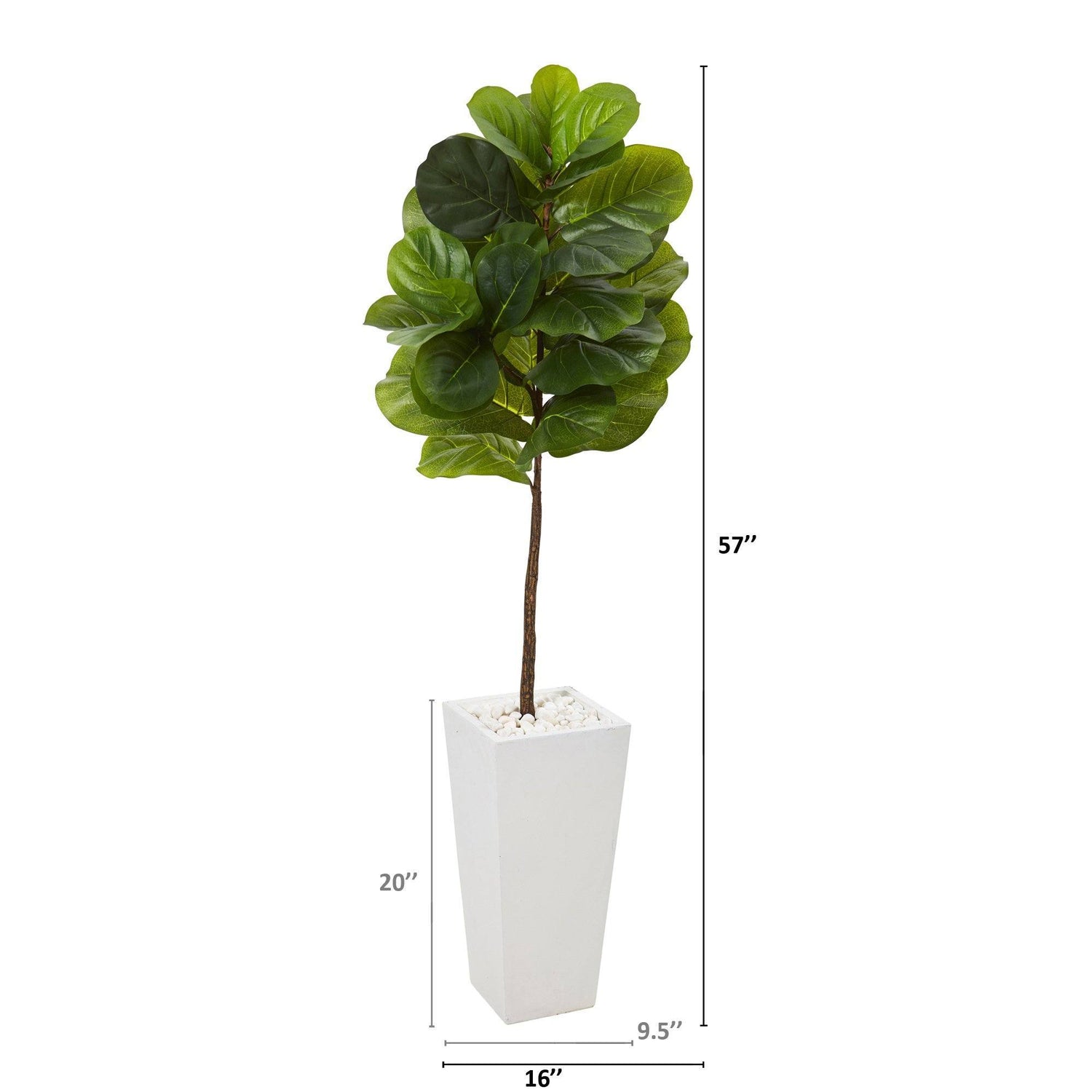 57” Fiddle Leaf Artificial Tree in White Planter (Real Touch)