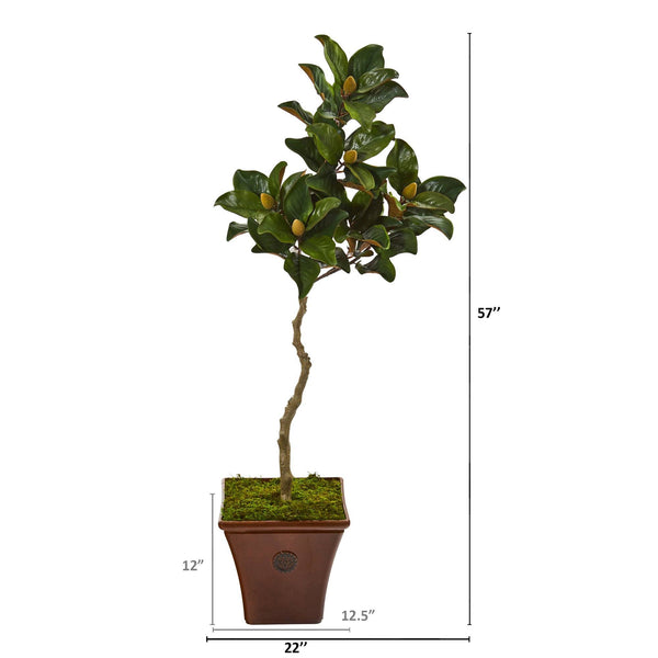 57” Magnolia Artificial Tree in Decorative Planter