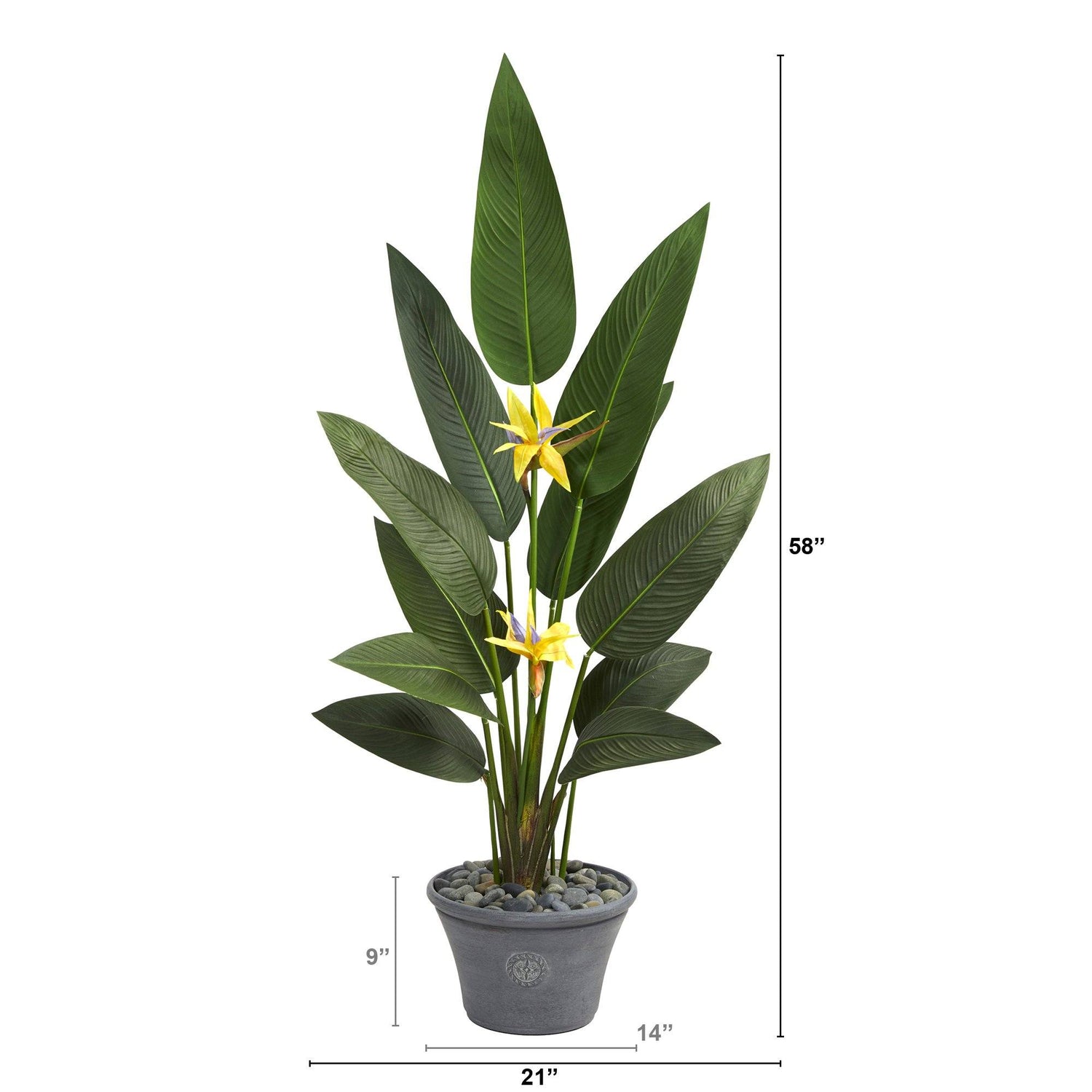58” Bird of Paradise Artificial Plant in Gray Planter (Real Touch)