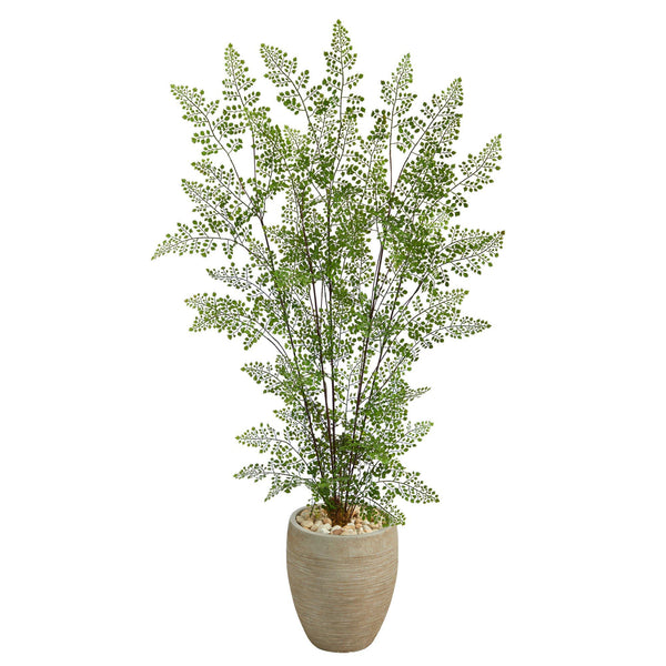 58” Ruffle Fern Artificial Tree in Sand Colored Planter