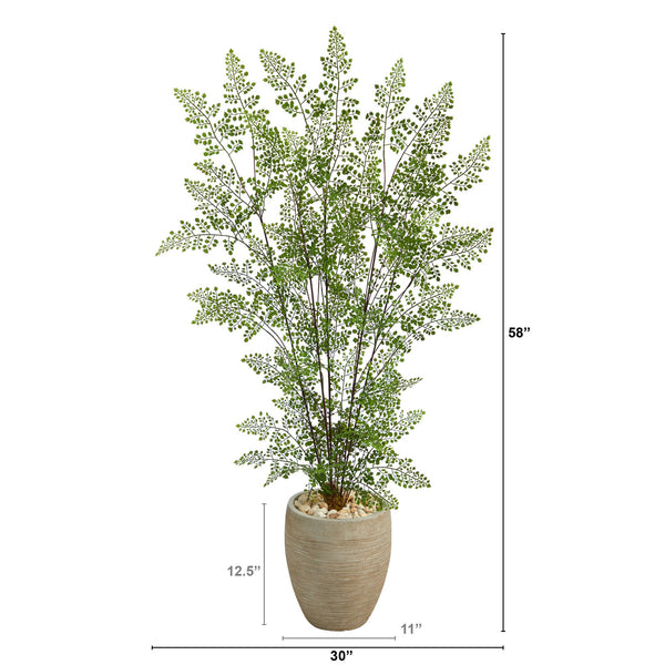58” Ruffle Fern Artificial Tree in Sand Colored Planter