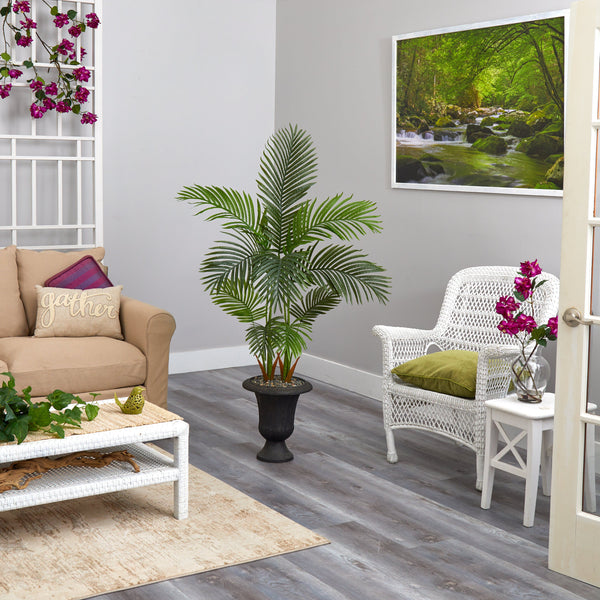 59” Areca Palm Artificial Tree in Charcoal Urn