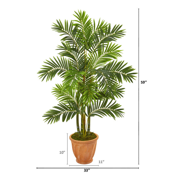 59” Areca Palm Artificial Tree in Terracotta Planter