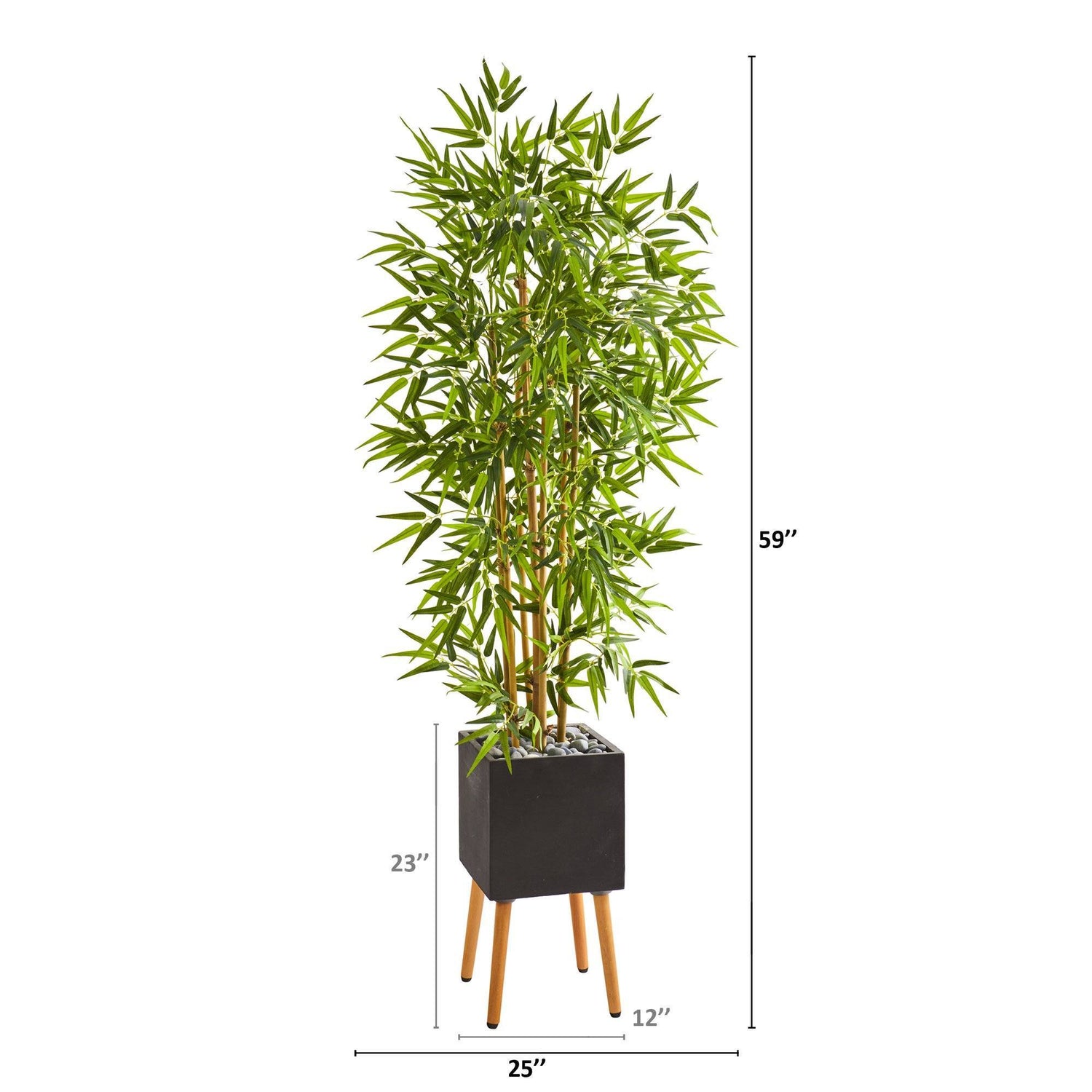59” Bamboo Artificial Tree in Black Planter with Stand