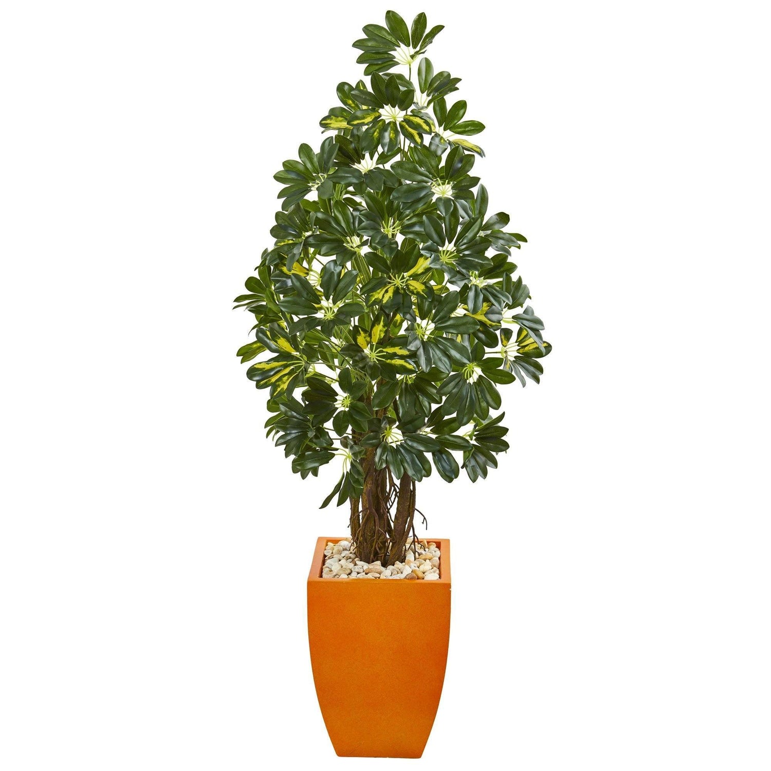 59” Schefflera Artificial Tree in Orange Planter
