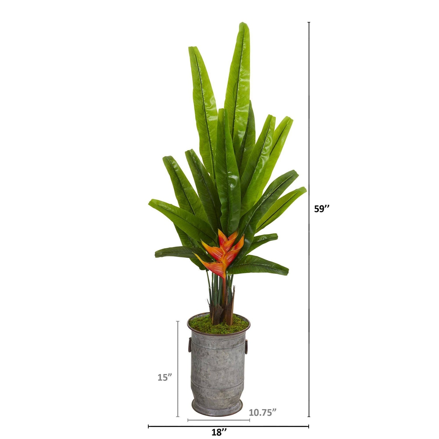 59” Traveler's Palm Artificial Tree in Vintage Metal Planter