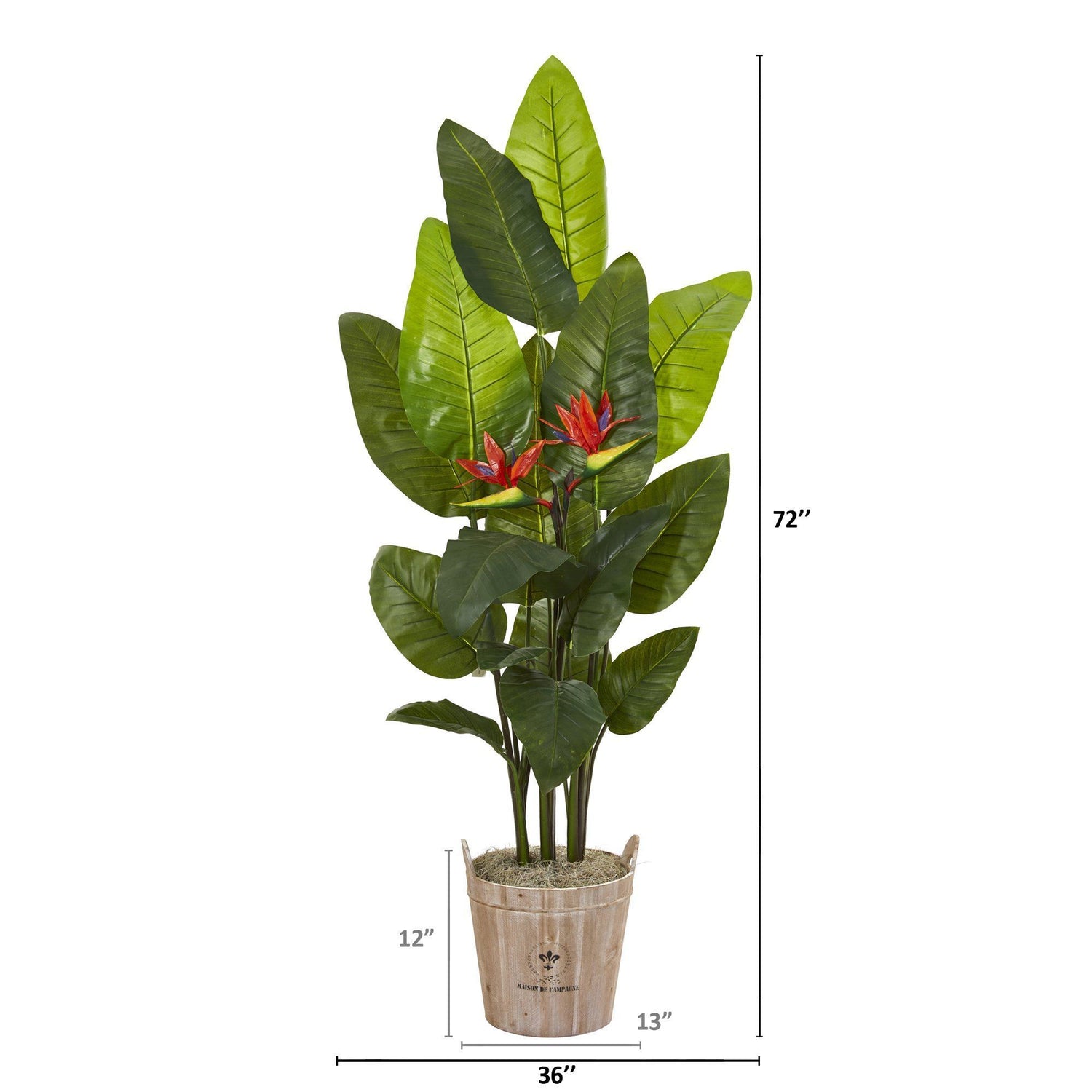 6’ Bird of Paradise Artificial Plant in Farmhouse Planter (Real Touch)