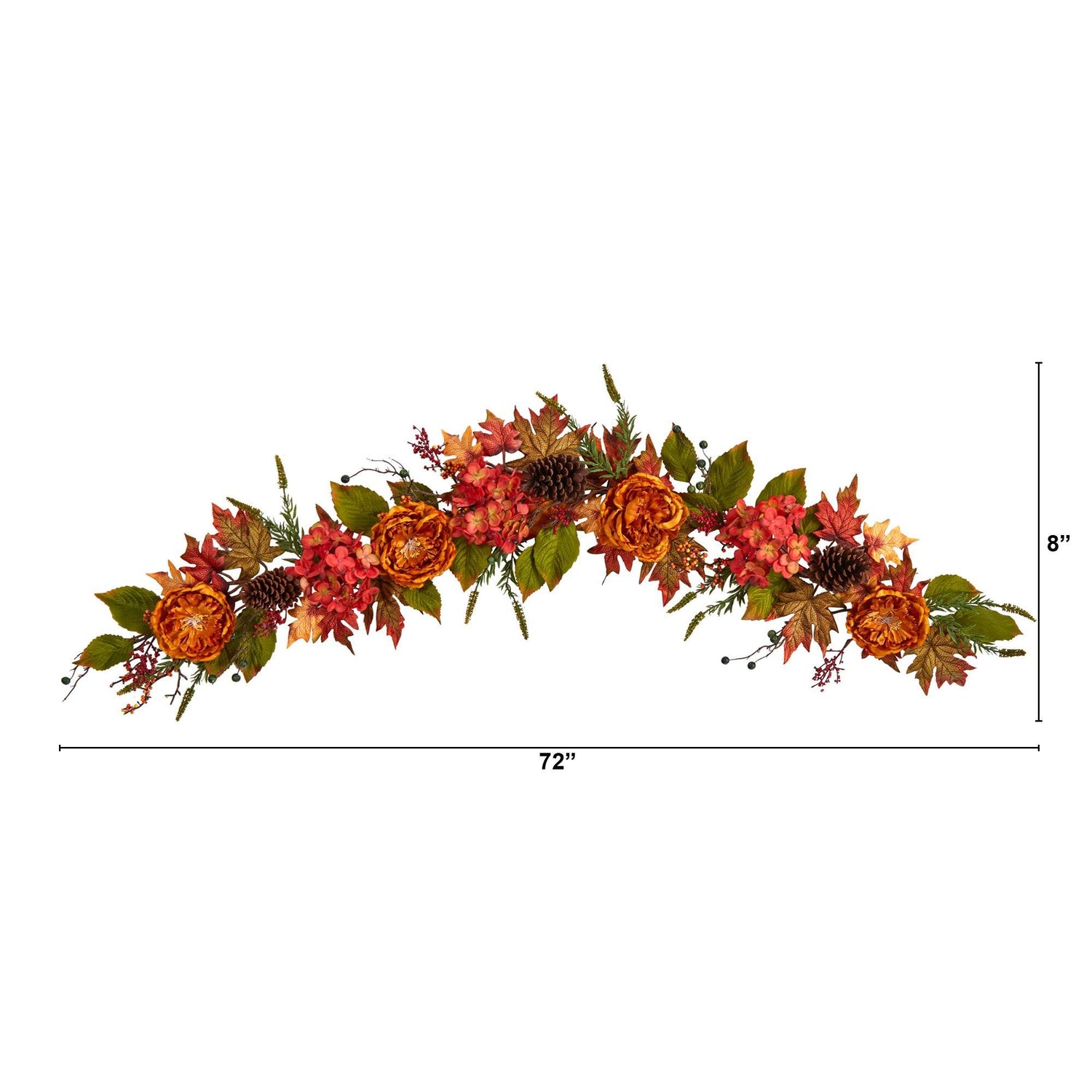 6’ Fall Ranunculus, Hydrangea and Berries Autumn Artificial Garland