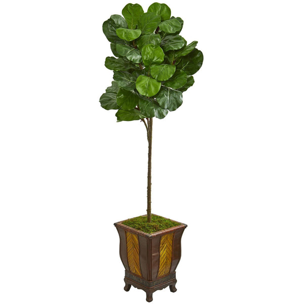 6’ Fiddle Leaf Artificial Tree in Decorative Planter
