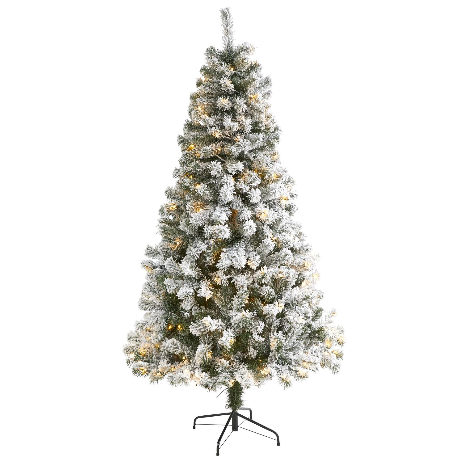 6' Flocked West Virginia Fir Artificial Christmas Tree with 250