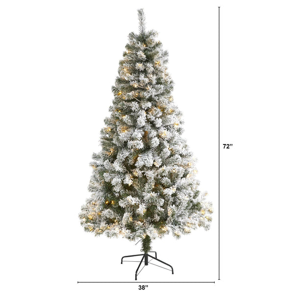 6' Flocked West Virginia Fir Artificial Christmas Tree with 250 Clear LED Lights