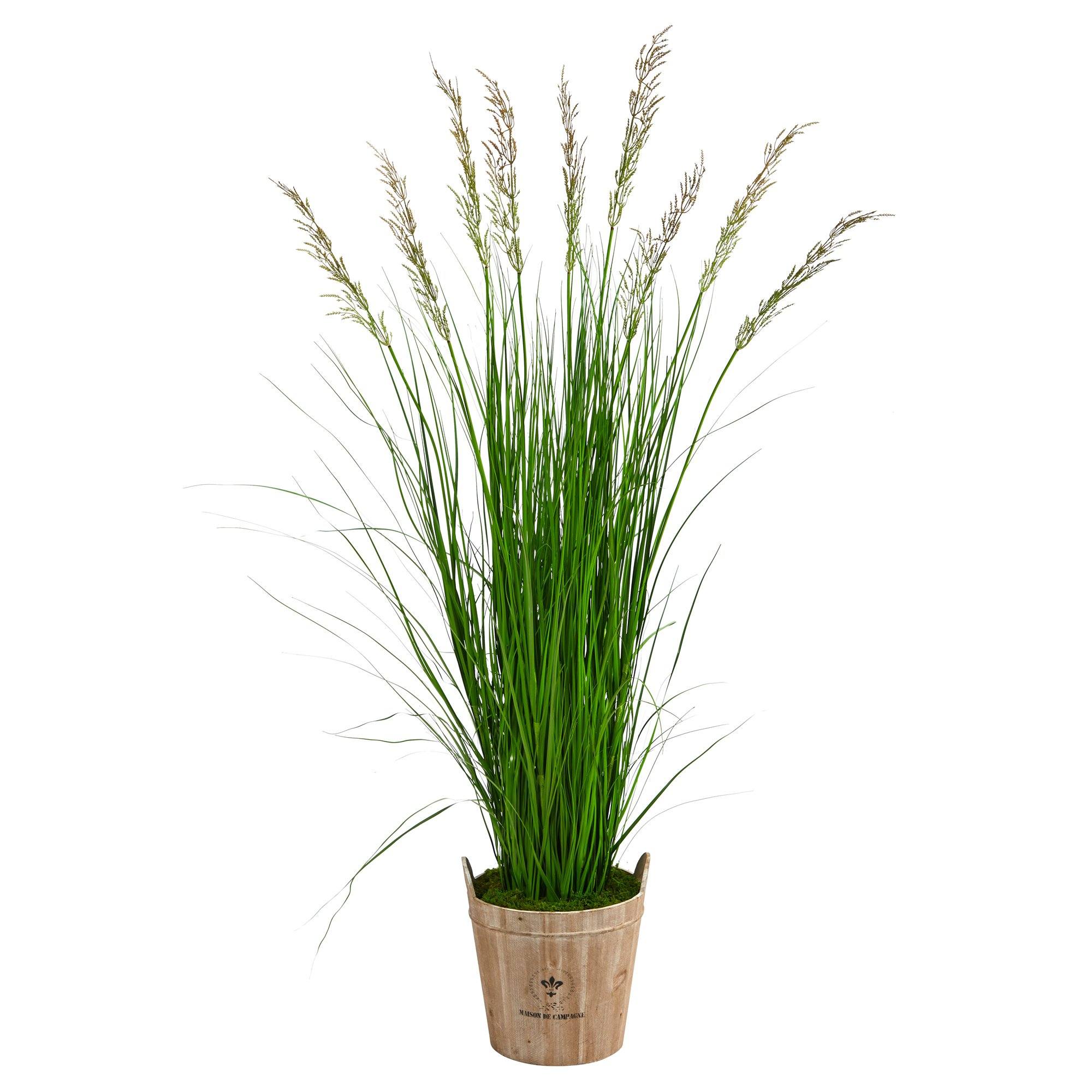 6 Grass Artificial Plant in Farmhouse Planter | Nearly Natural