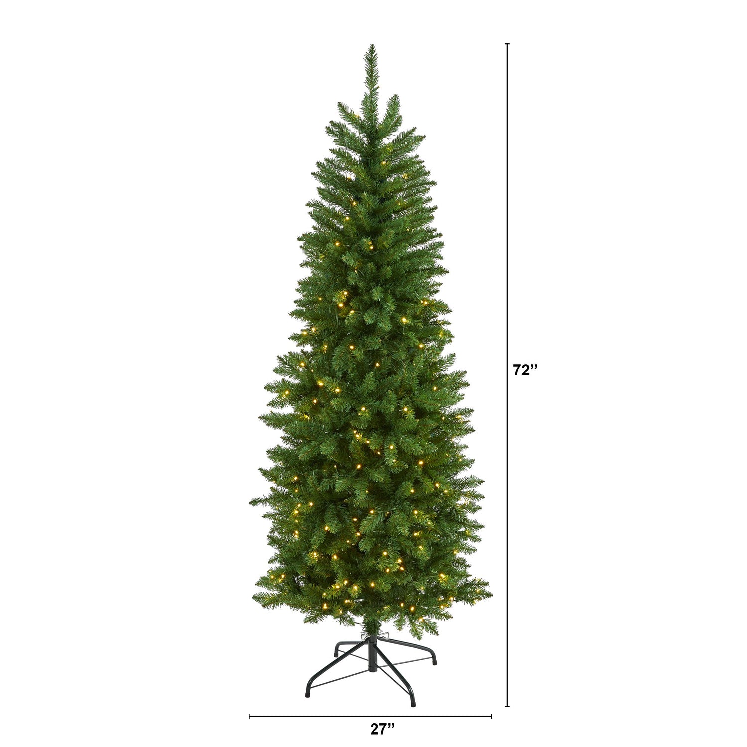 6’ Slim Green Mountain Pine Artificial Christmas Tree with 250 Clear LED Lights