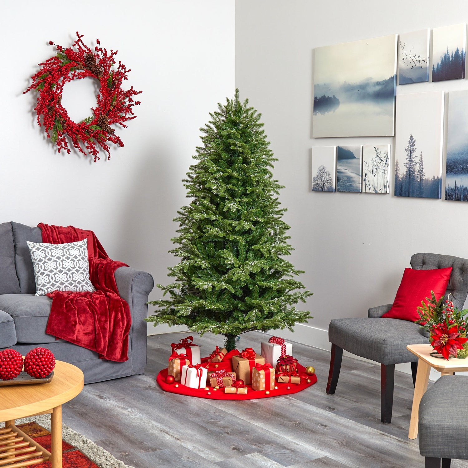 6’ Snowed Grand Teton Artificial Christmas Tree with 300 Clear Lights and 730 Bendable Branches