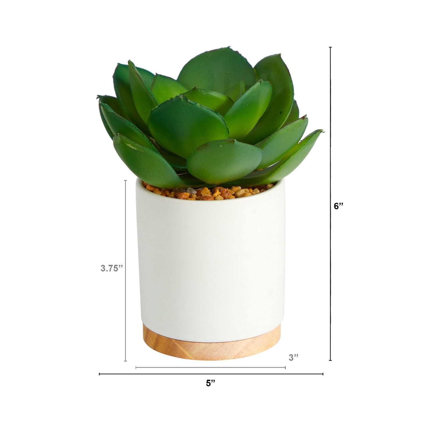 6” Succulent Artificial Plant in White Ceramic Planter