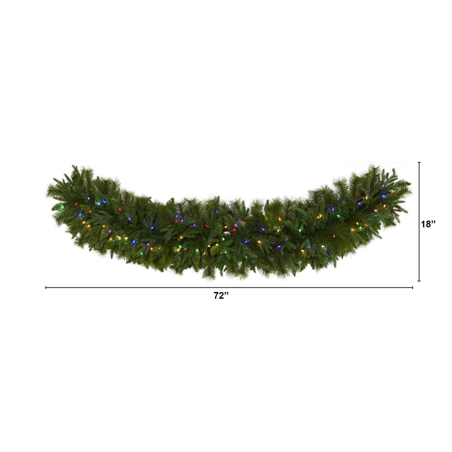 6' x 18” Christmas Pine Extra Wide Artificial Garland with 100 Multicolored LED Lights