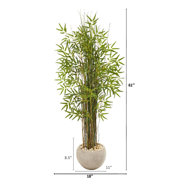 61” Grass Artificial Bamboo Plant in Sand Colored Planter