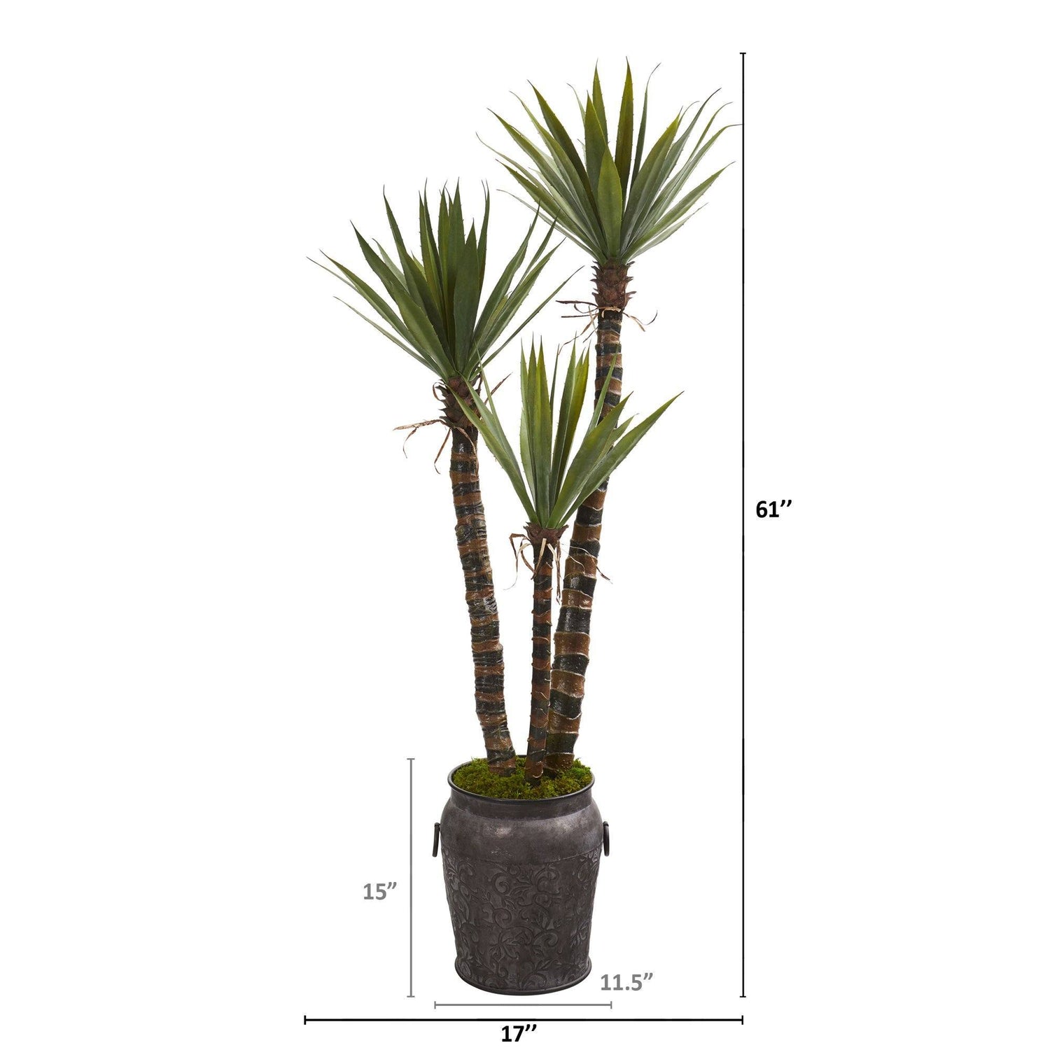 61” Yucca Artificial Tree in Metal Planter