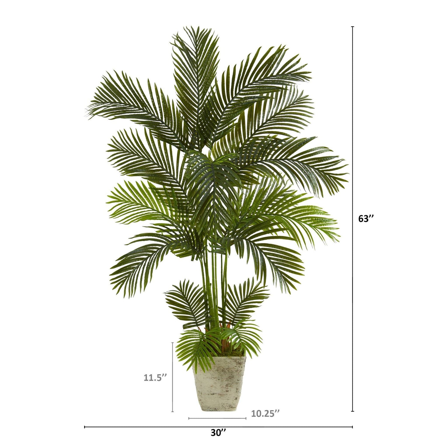 63” Areca Palm Artificial Tree in Country White Planter