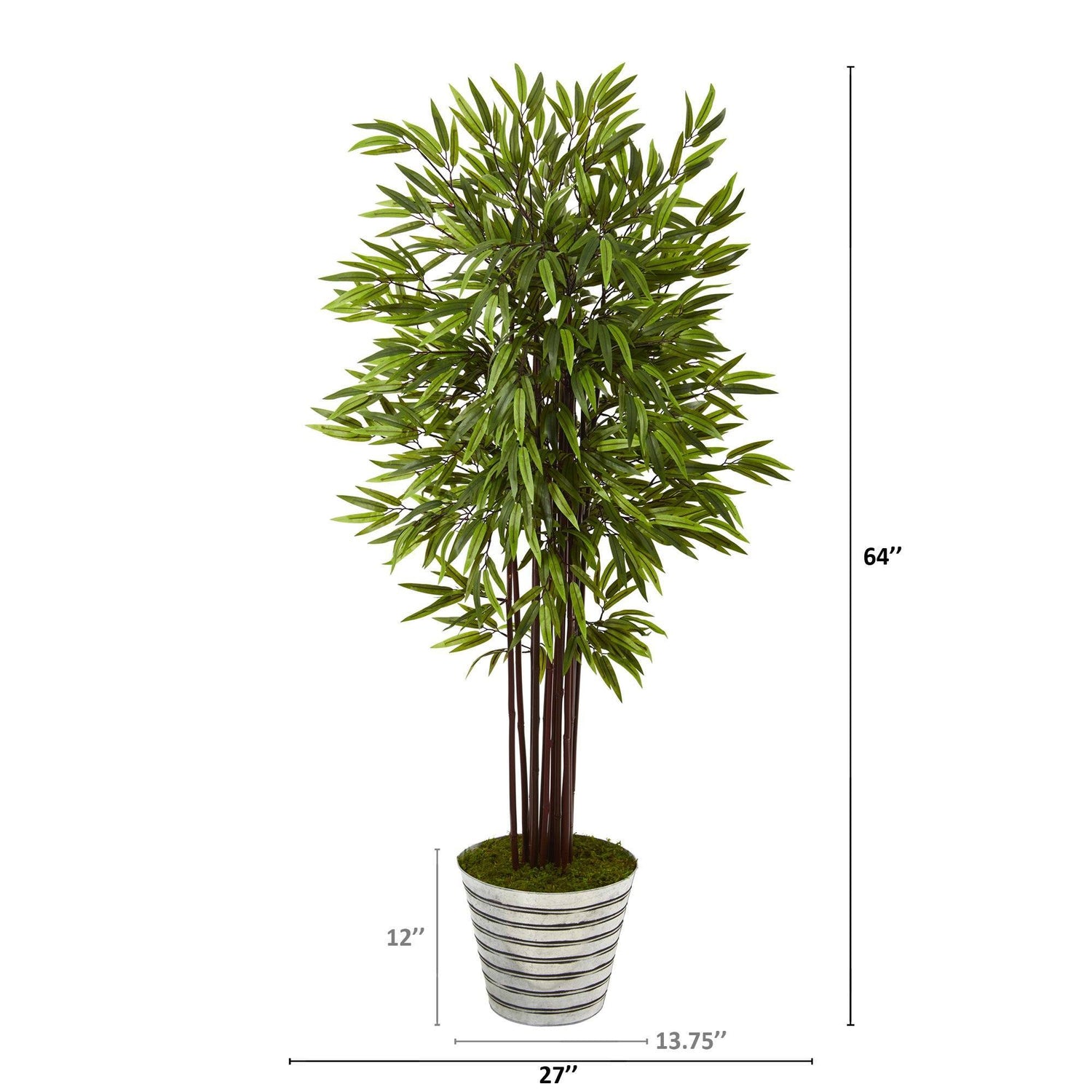 64” Bamboo Artificial Tree in Decorative Tin Bucket