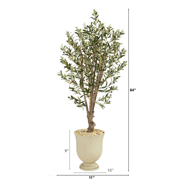 64” Olive Artificial Tree in Decorative Urn