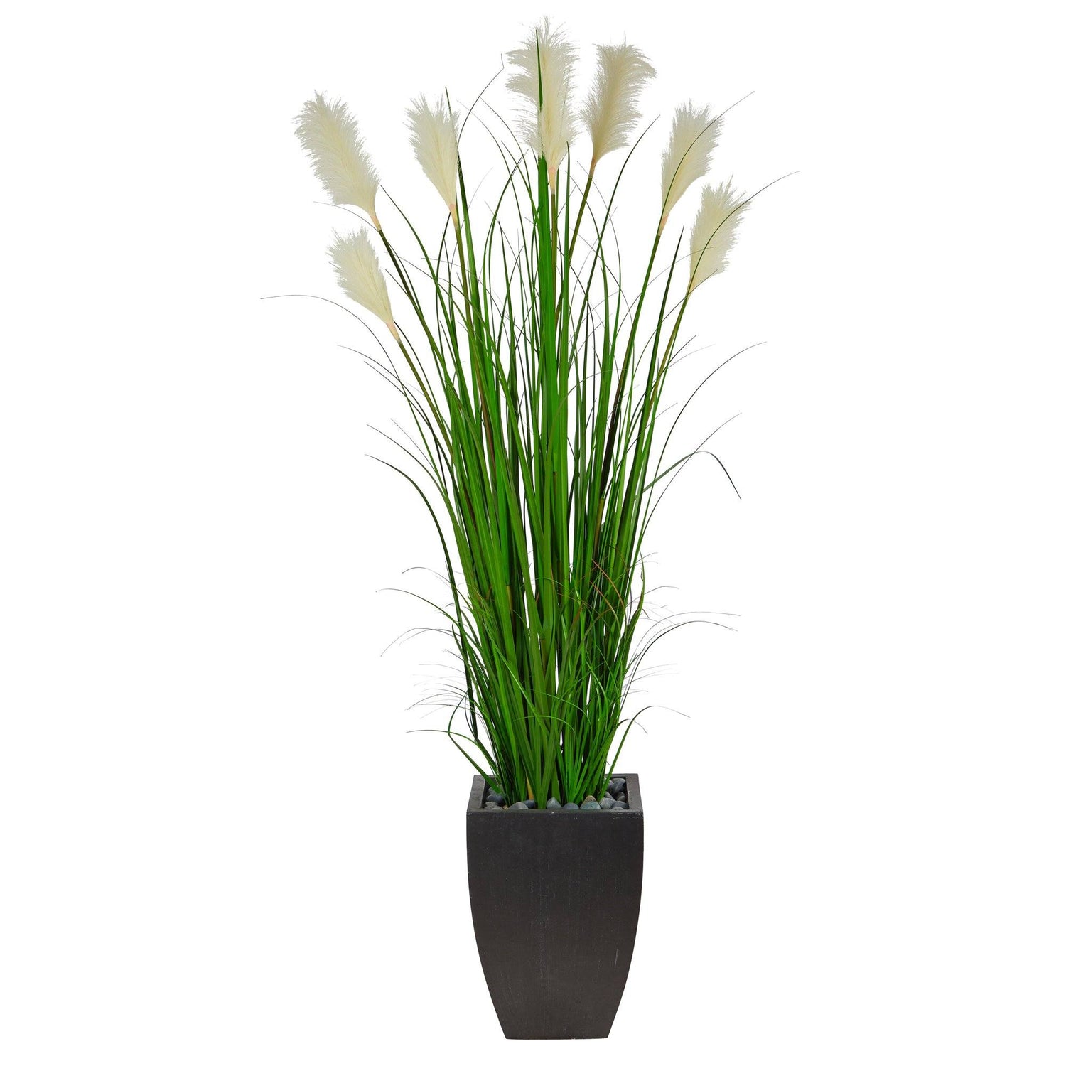 64” Wheat Plum Grass Artificial Plant in Black Planter