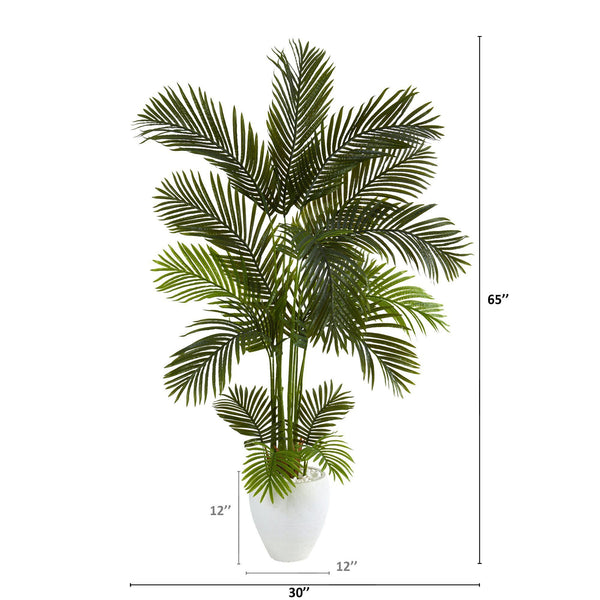 65” Areca Palm Artificial Tree in White Planter