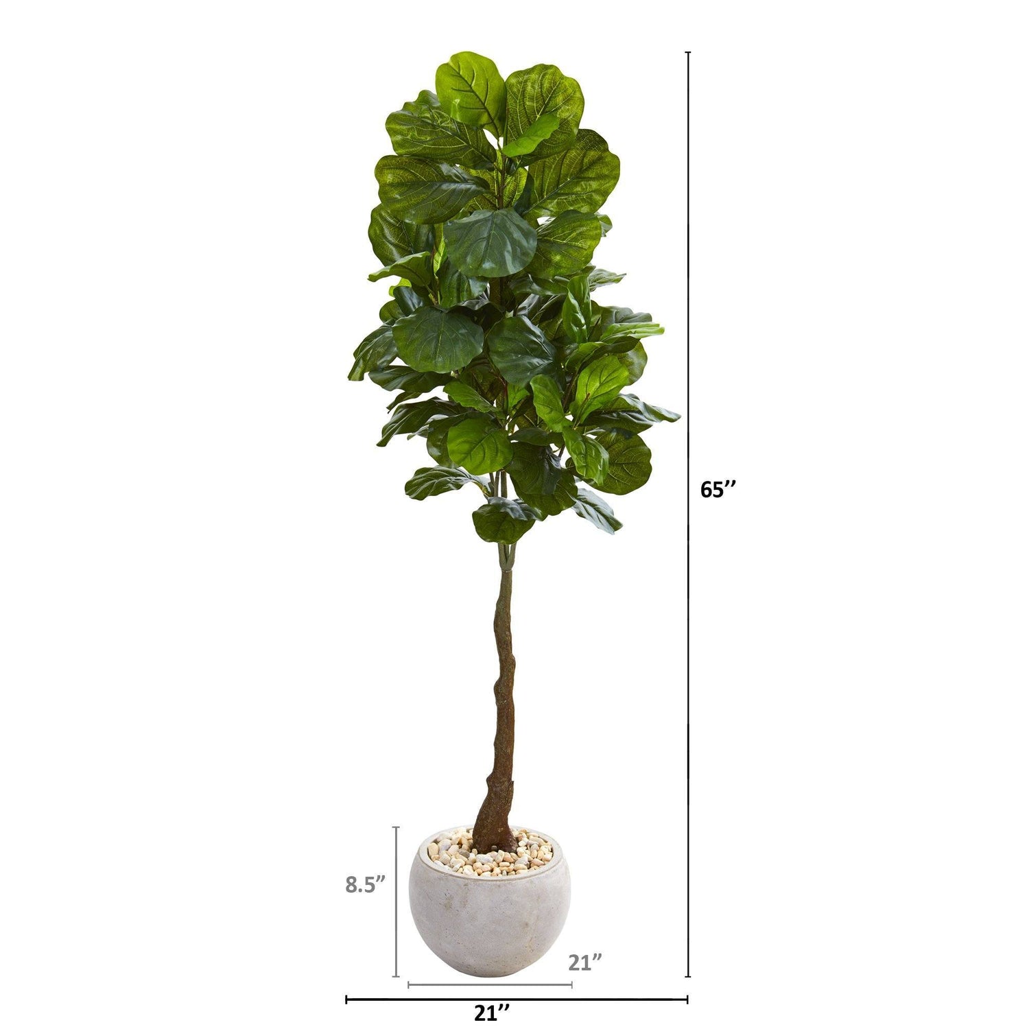 65” Fiddle Leaf Artificial Tree in Sand Colored Planter (Real Touch)