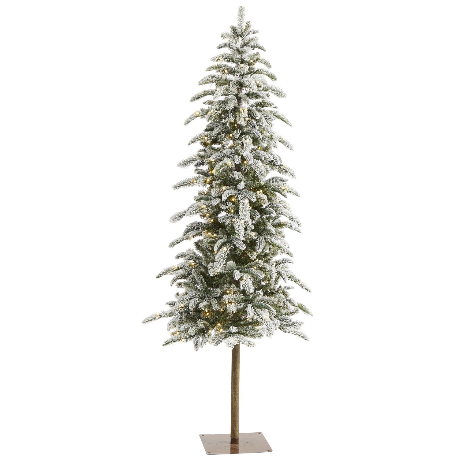 6.5’ Flocked Washington Alpine Artificial Christmas Tree with 250 White Warm LED Lights and 637 Bendable Branches