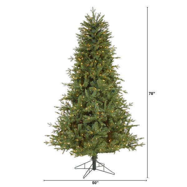 6.5' New Hampshire Spruce Artificial Christmas Tree with 500 Warm White Lights and 1074 Bendable Branches