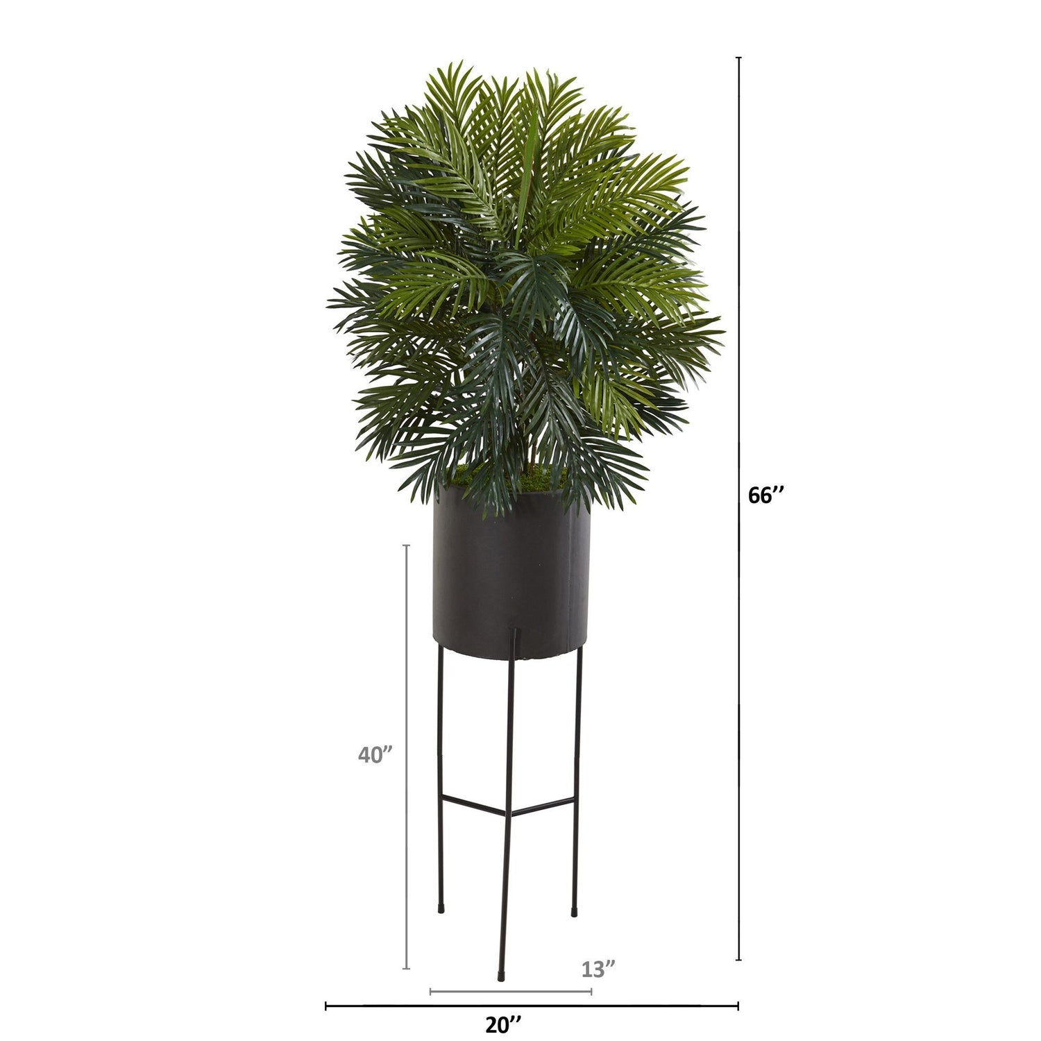 66” Areca Palm Artificial Plant in Stand Black Planter
