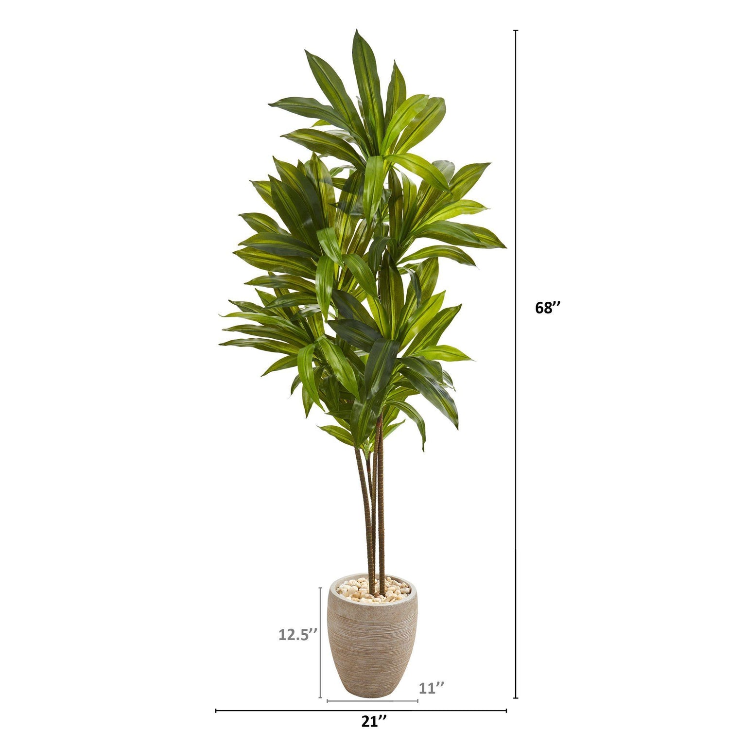 68” Dracaena Artificial Plant in Sand Colored Planter (Real Touch)