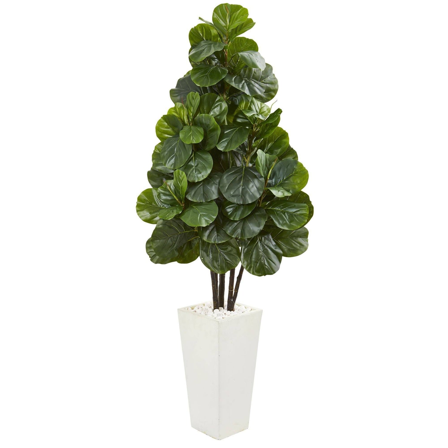 68” Fiddle Leaf Fig Artificial Tree in White Tower Planter