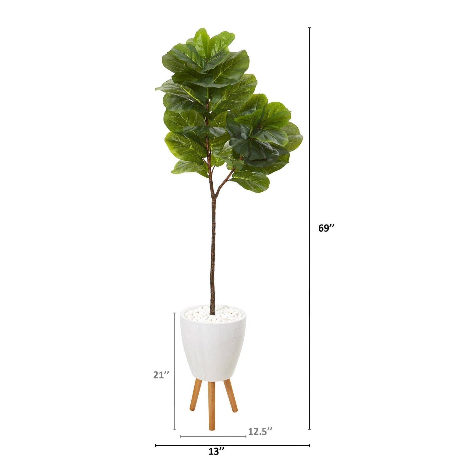 69” Fiddle Leaf Artificial Tree in White Planter with Stand