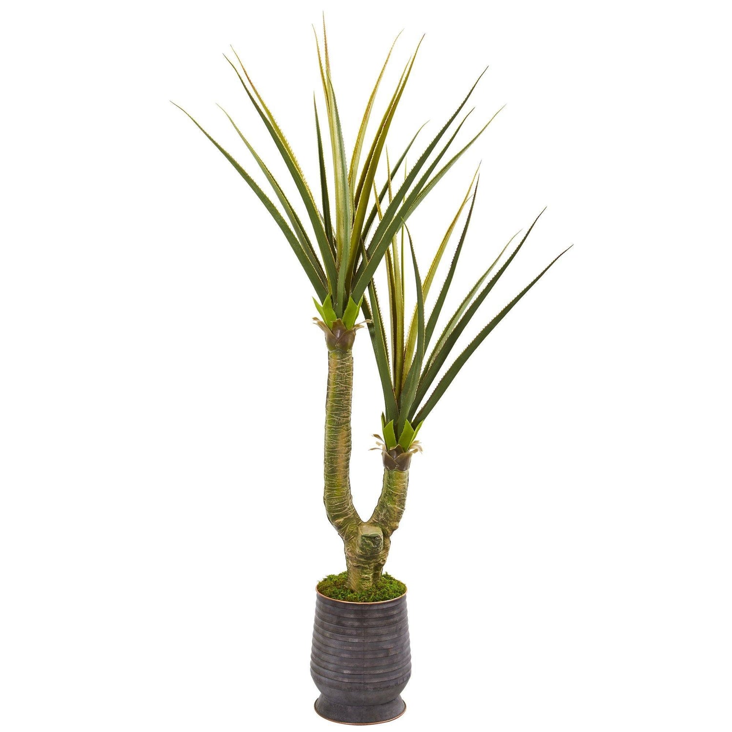 69” Yucca Artificial Plant in Ribbed Metal Planter