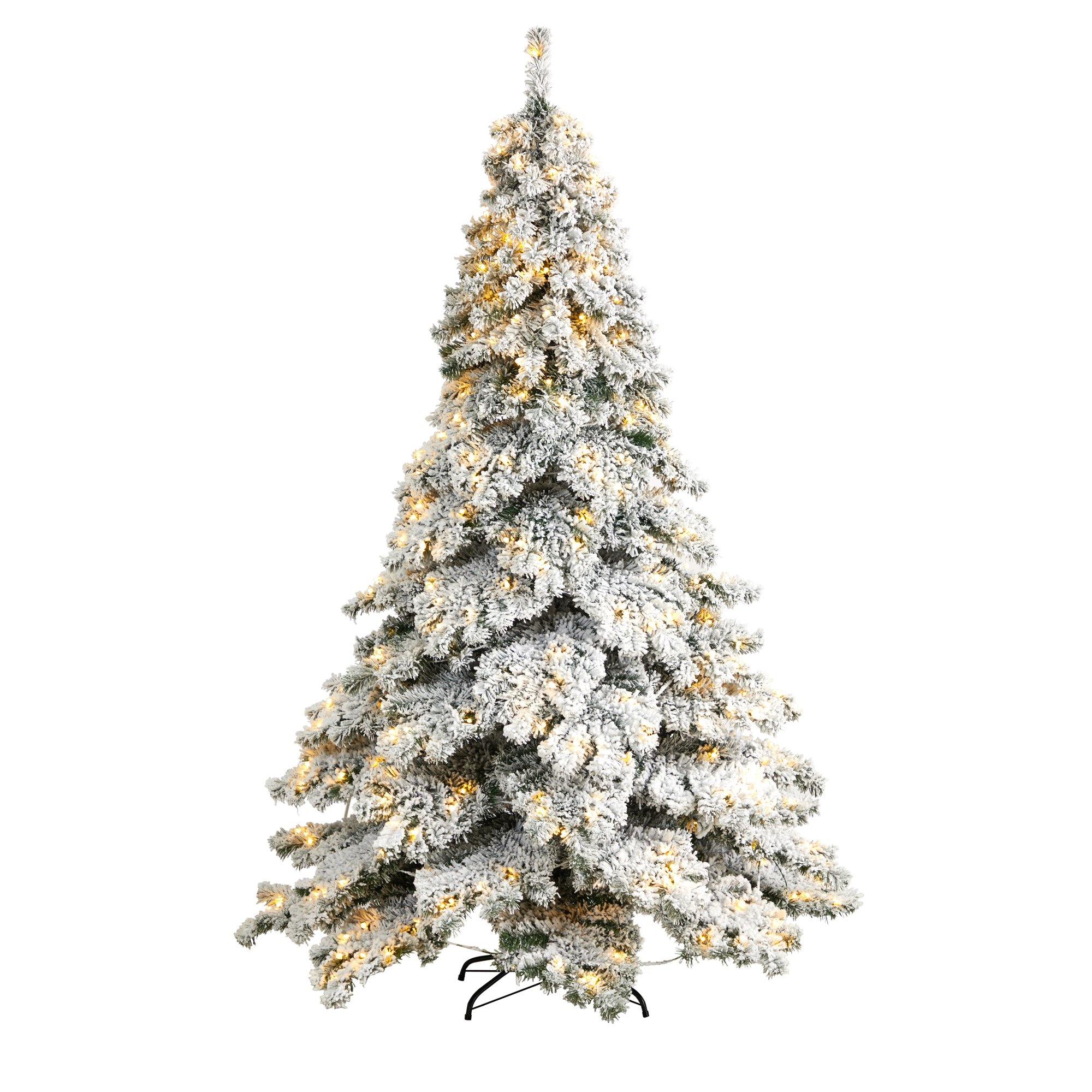7' Flocked Austria Fir Christmas Tree with 400 Warm White LED
