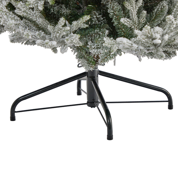 7’ Flocked Fraser Fir Artificial Christmas Tree with 600 Warm White Lights and 3852 Bendable Branches