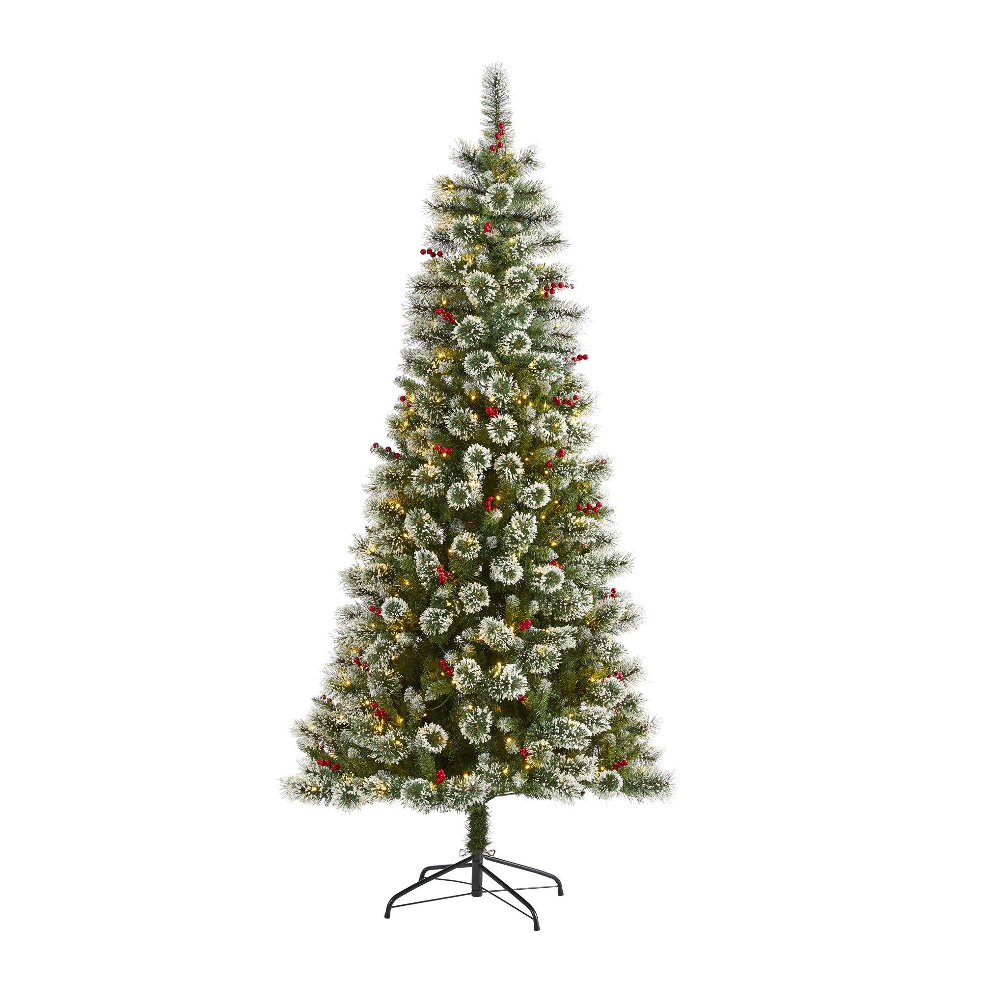 7' Frosted Swiss Pine Artificial Christmas Tree with 400 Clear LED