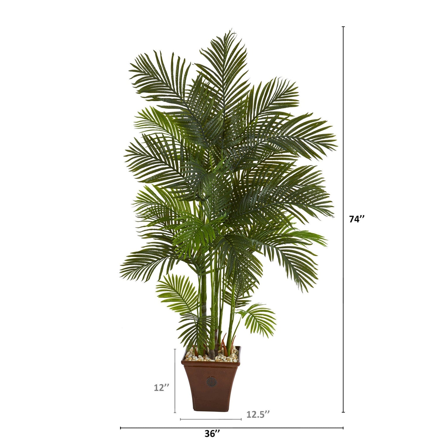 74” Areca Palm Artificial Tree in Brown Planter