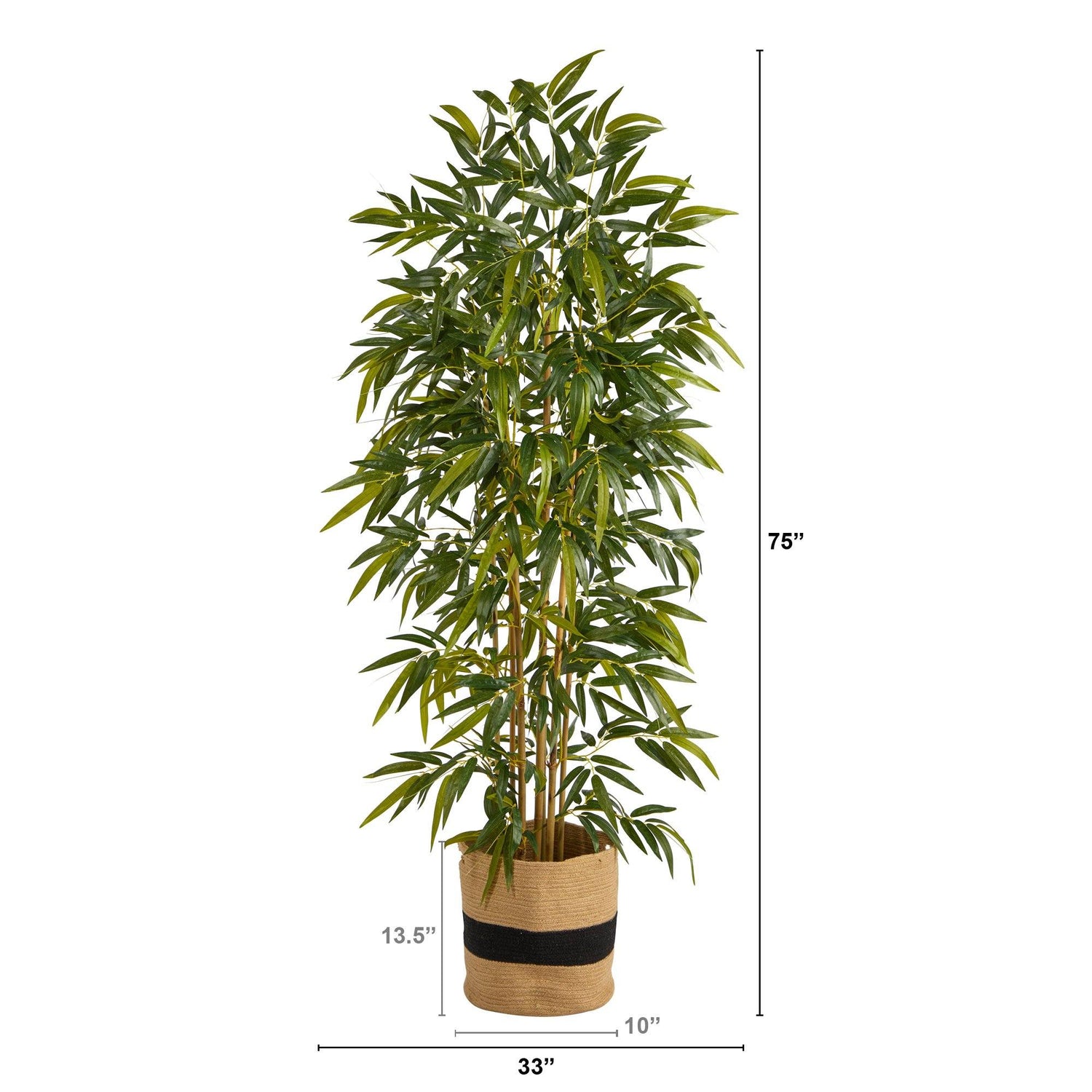 75” Bamboo Artificial Tree in Handmade Natural Cotton Planter