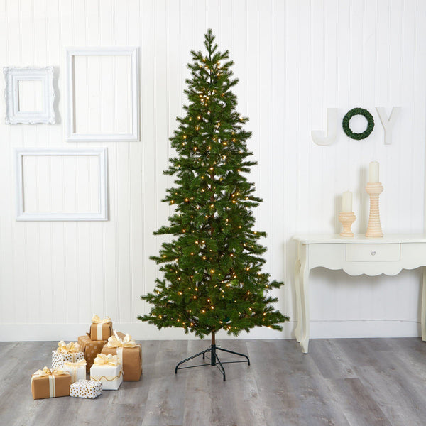 7.5' Big Sky Spruce Artificial Christmas Tree with 300 Clear Warm (Multifunction) LED Lights and 385 Bendable Branches
