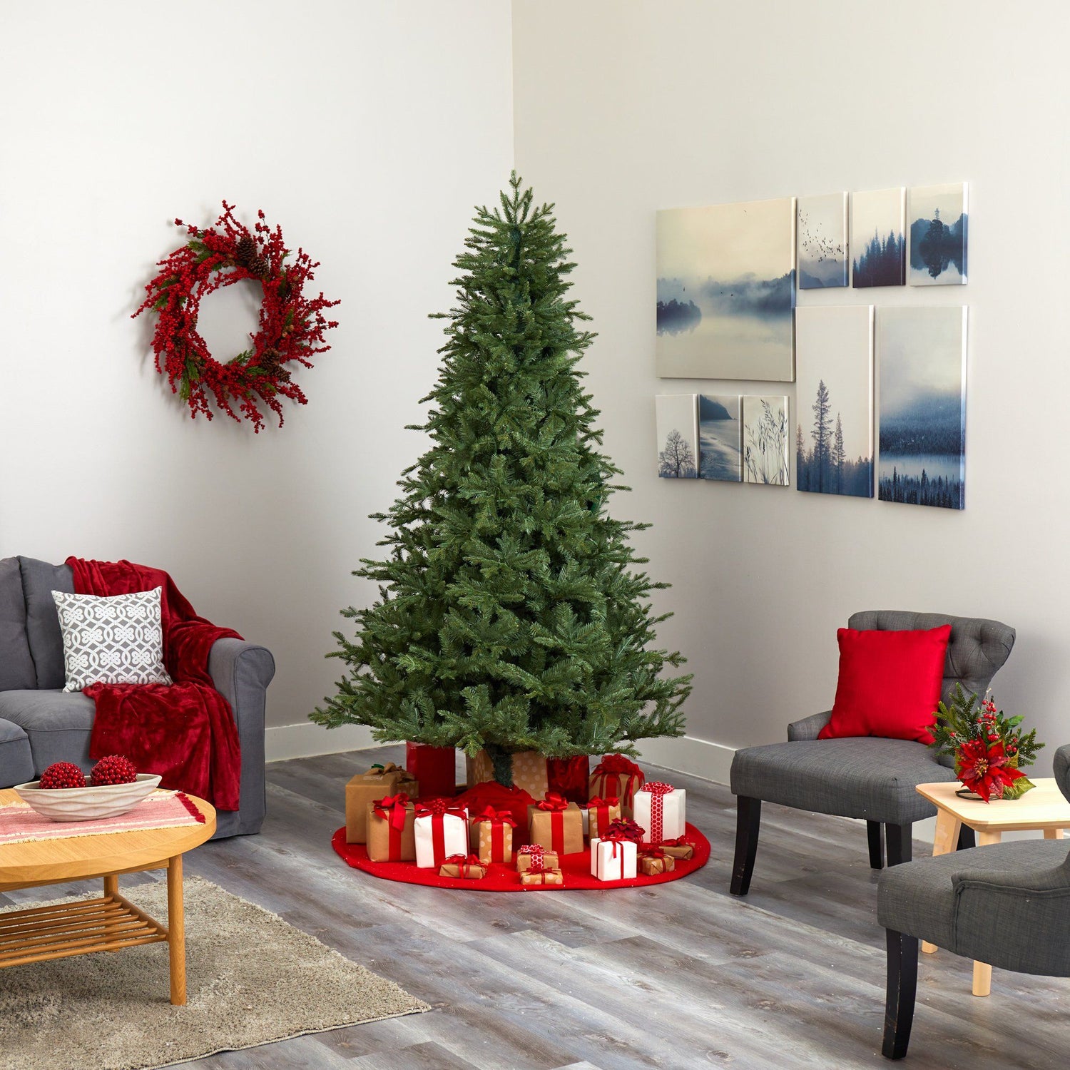 7.5' New Hampshire Spruce Artificial Christmas Tree with 650 Warm White Lights and 1462 Bendable Branches