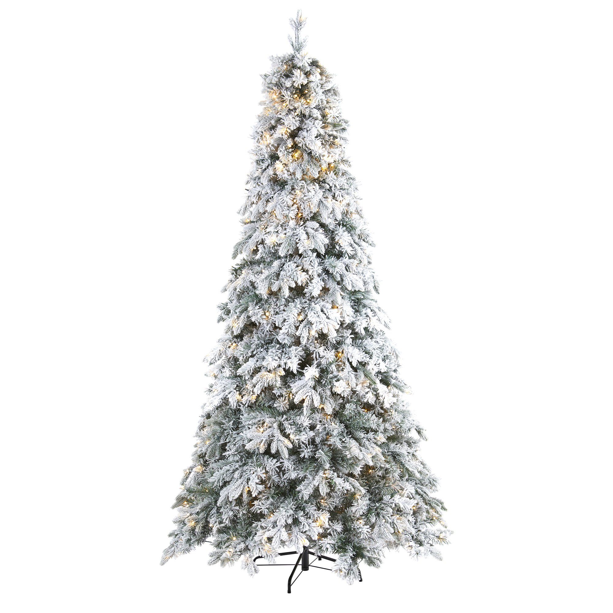 8' Flocked Vermont Mixed Pine Artificial Christmas Tree with 600
