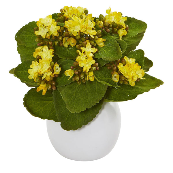 8” Kalanchoe Artificial Plant in White Vase (Set of 3)