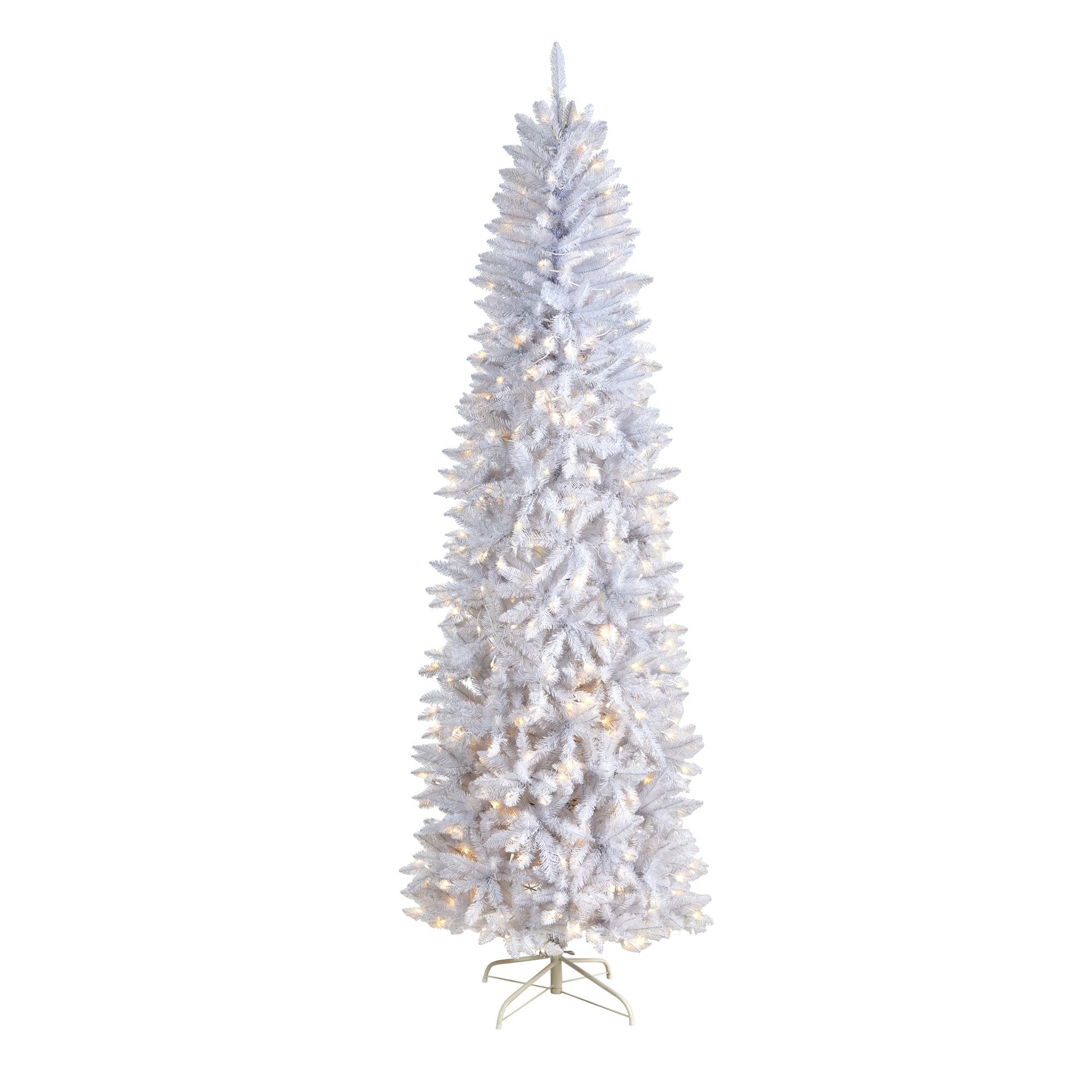 8' Slim White Artificial Christmas Tree with 400 Warm White LED