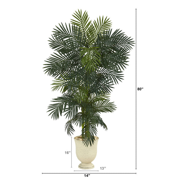 80” Golden Cane Artificial Palm Tree in Decorative Urn