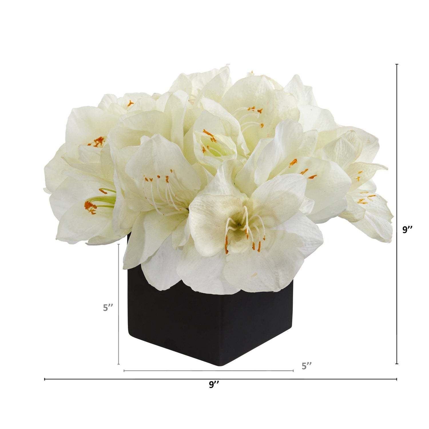 9” Amaryllis Artificial Arrangement in Black Vase