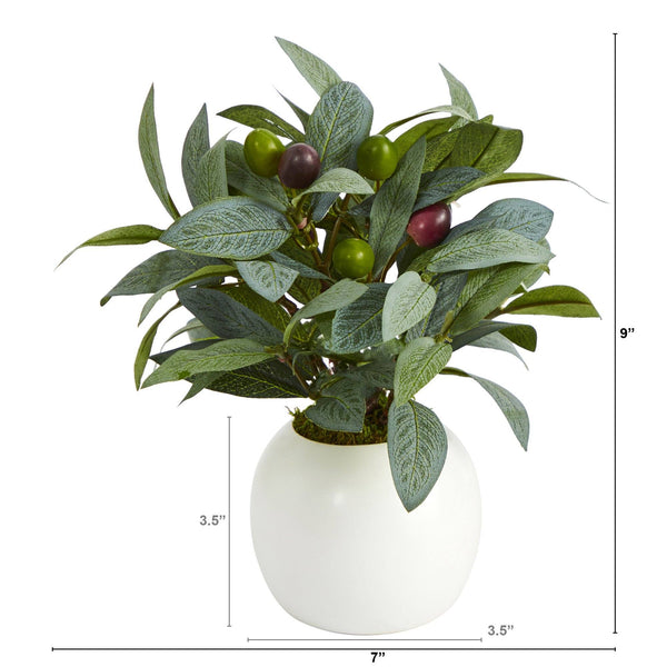 9” Olive Artificial Plant in Decorative Planter