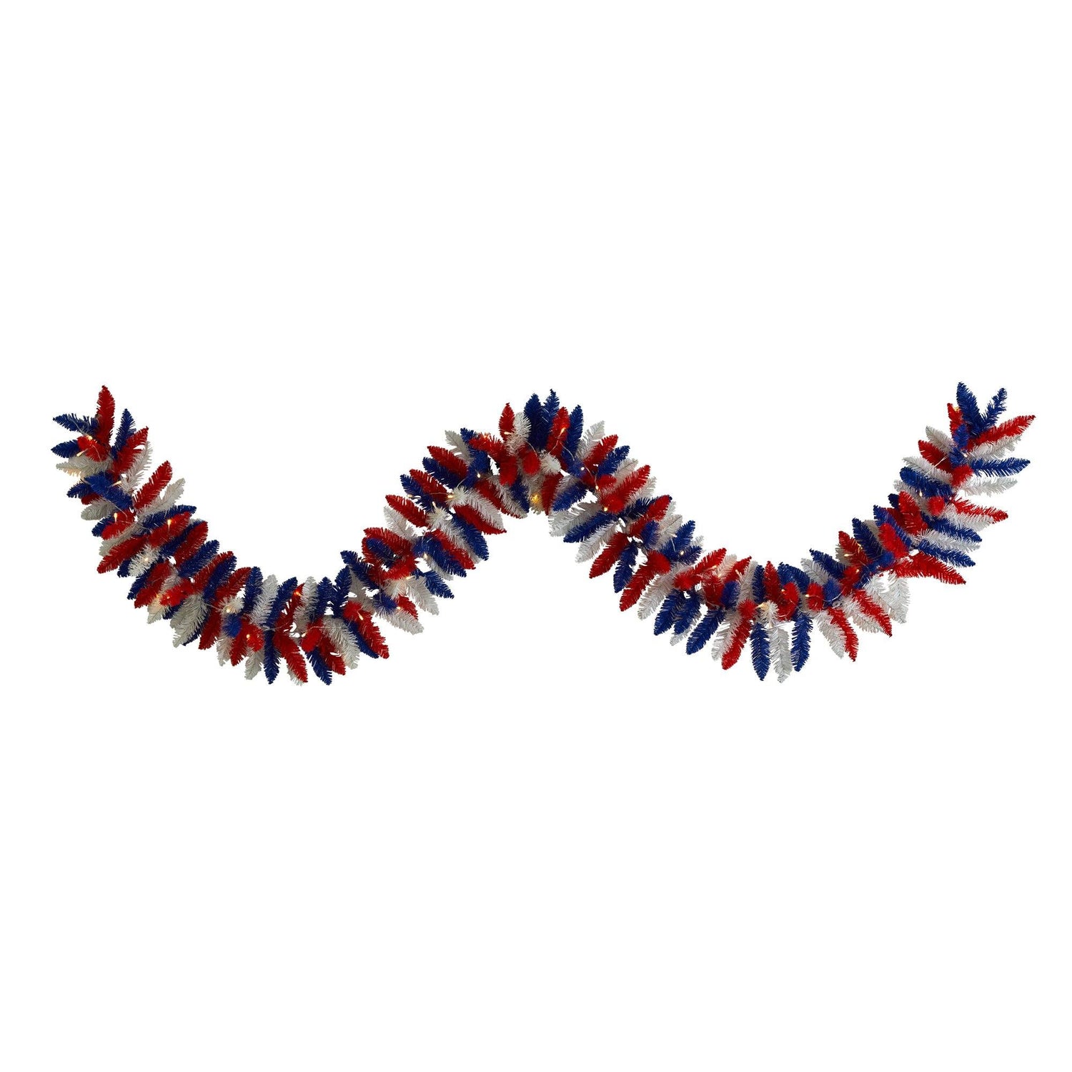 9’ Patriotic “American Flag” Themed Artificial Garland with 50 Warm LED Lights