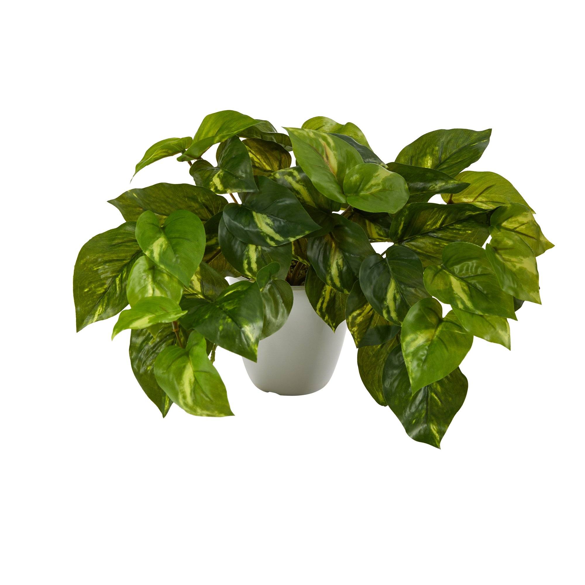 artificial golden pothos plant 9" Pothos Artificial Plant in White Planter (Real Touch)
